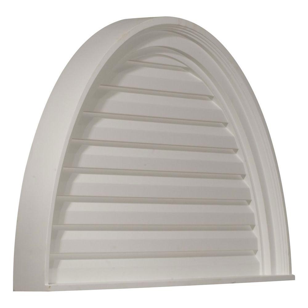 36 in. x 18 in. Half Round Primed Polyurethane Paintable Gable Louver Vent - Super Arbor