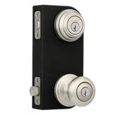 Juno Satin Nickel Exterior Entry Door Knob and Single Cylinder Deadbolt Combo Pack Featuring SmartKey Security - Super Arbor