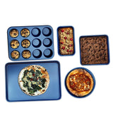 Classic Blue Pro 0.8MM Gauge Titanium and Diamond Infused Non-Stick 5 Piece Bakeware Set