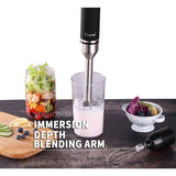 8-Speed 500-Watt Black Stainless Steel Control 6-in-1 Multi-Purpose Immersion Hand Blender Set