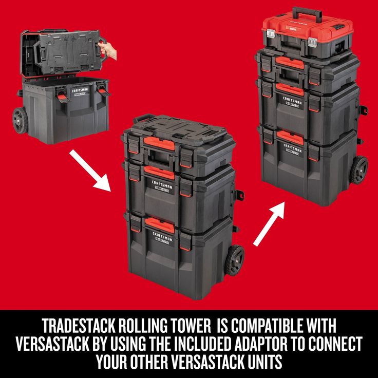 CRAFTSMAN TRADESTACK System 22-in Black Plastic Wheels Lockable Tool Box