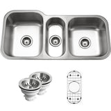 Medallion Gourmet Undermount Stainless Steel 39.8-in. 0-Hole Triple Bowl Kitchen Sink with Accessory Combo Pack - Super Arbor