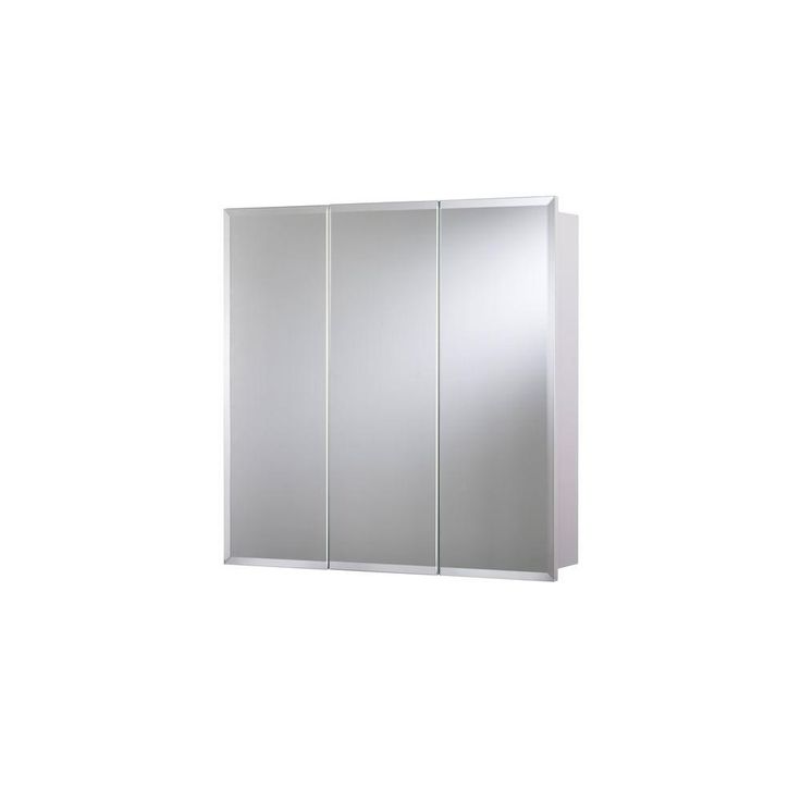 30 in. W x 30 in. H x 5 in. D Frameless Tri-View Surface-Mount Medicine Cabinet with Easy Hanging System in White