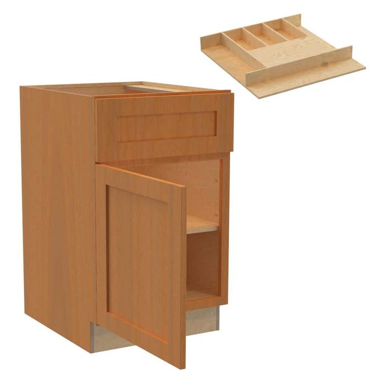 Home Decorators Collection Newport 18 in. W x 24 in. D x 34.5 in. H Assembled Plywood Base Kitchen Cabinet in Cinnamon with Cutlery Soft Close LH