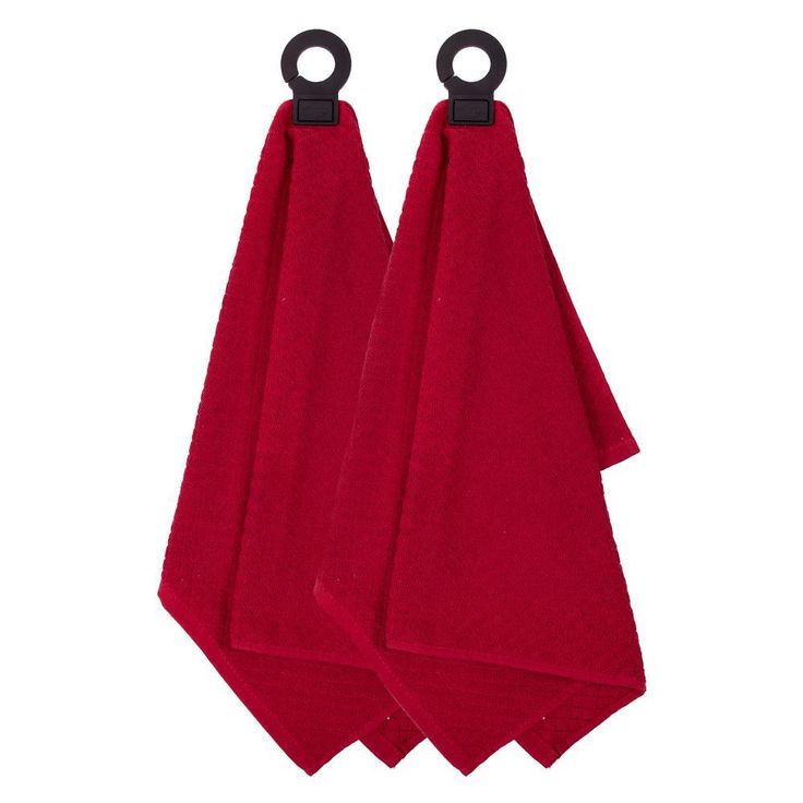 Hook and Hang Paprika Woven Cotton Pattern Kitchen Towel (Set of 2)