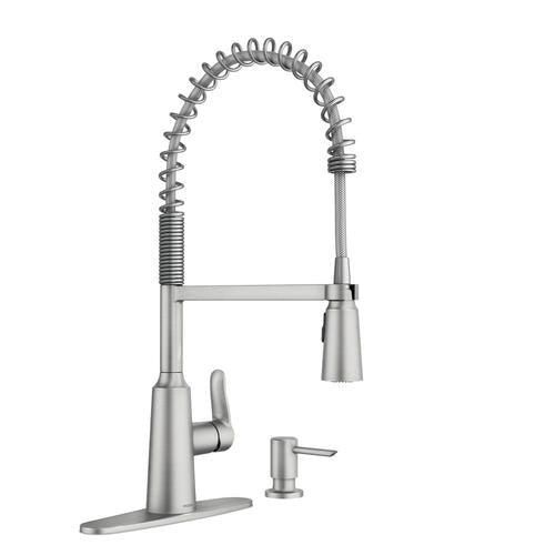 Moen Edwyn Spot Resist Stainless 1-Handle Deck-Mount Pull-Down Handle Kitchen Faucet (Deck Plate Included)