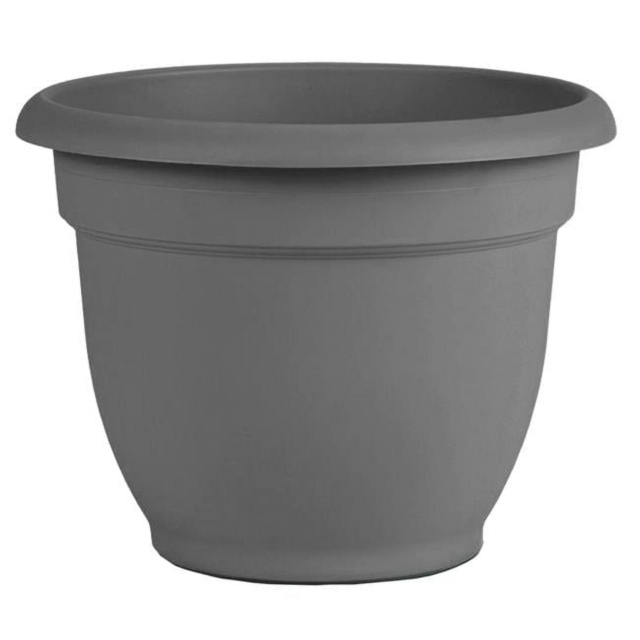 Bloem Ariana 13.7 in. H x 17.6 in. W Plastic Flower Pot Charcoal