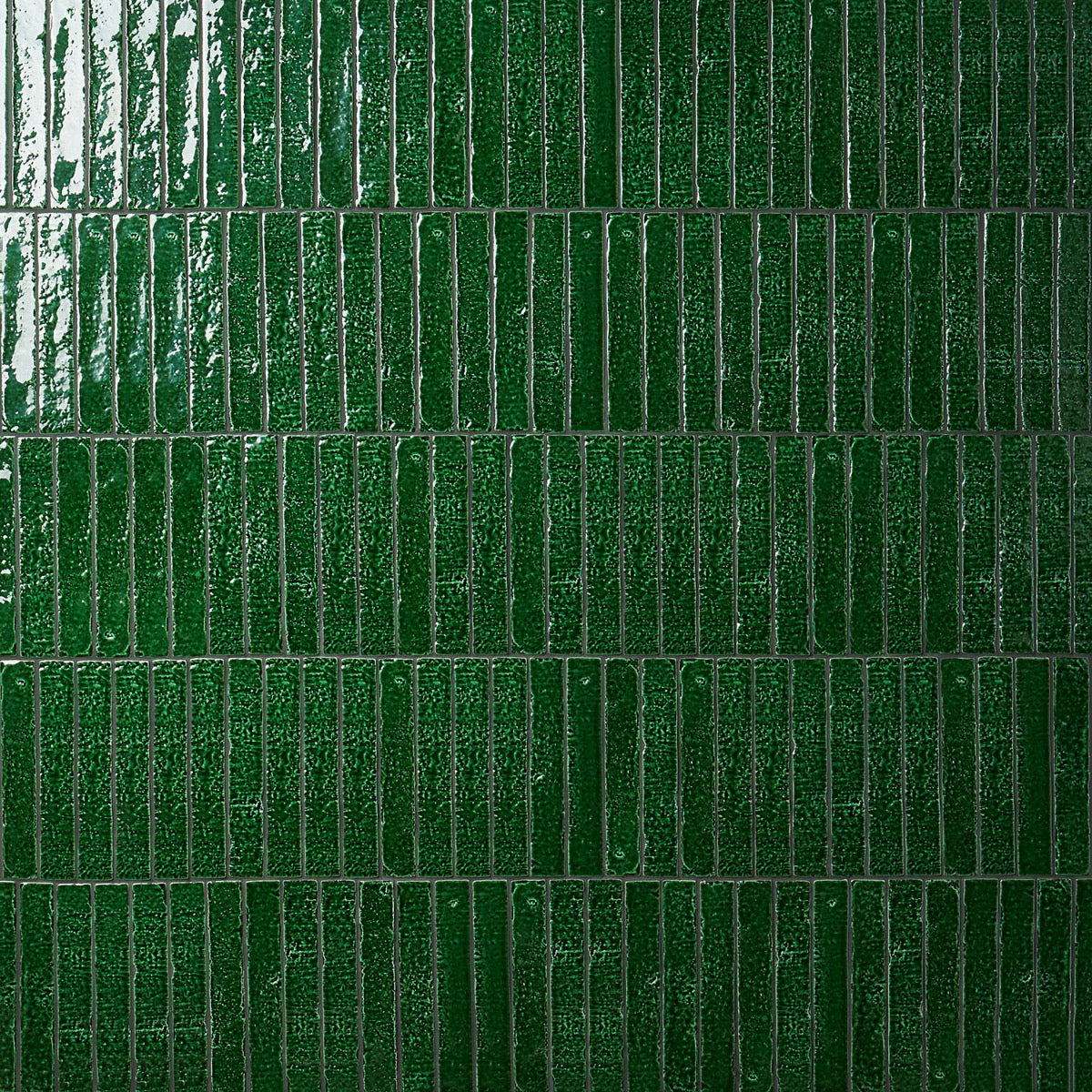 Wabi Sabi Emerald Green 1.5x9 Crackled Glossy Ceramic Tile by Lux Tile