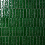 Wabi Sabi Emerald Green 1.5x9 Crackled Glossy Ceramic Tile by Lux Tile