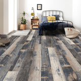 Deco Products Rumba Light Blue/Brown/Grey/White Luxury Vinyl Plank Sample, 6 x 6 in, 8-mil Wear Layer