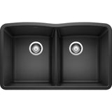 DIAMOND Undermount Granite Composite 32.06 in. 50/50 Double Bowl Kitchen Sink in White - Super Arbor