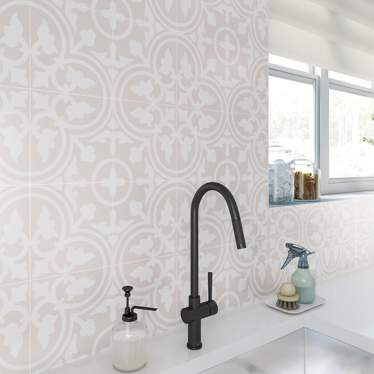 Annabelle Gray 8-in x 8-in Glazed Porcelain Encaustic Floor Tile (0.42-sq. ft/ Piece)