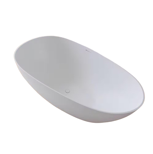 Luna 67 in. Stone Resin Solid Surface Matte Flatbottom Freestanding Bathtub in White