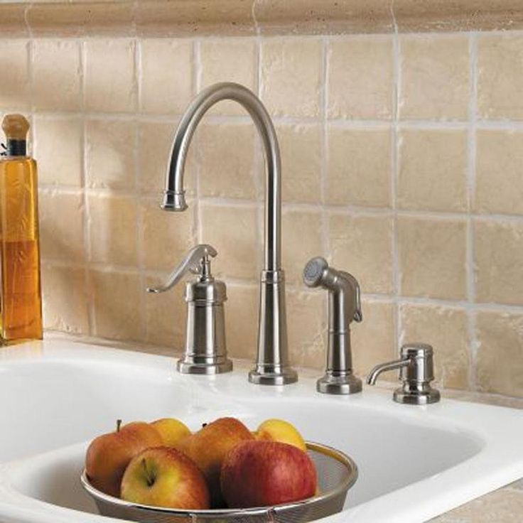 Pfister Ashfield Brushed Nickel 1-Handle Deck-Mount High-Arc Handle Kitchen Faucet