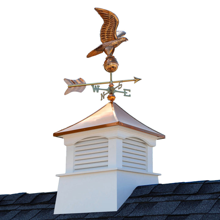Good Directions Coventry Cupola with Copper Eagle Weathervane, 26-in x 32-in, White Vinyl with Copper Roof