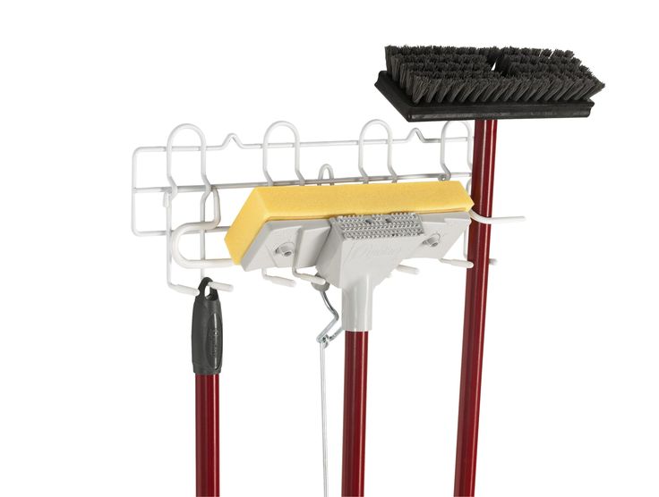 Style Selections 16-in W x 5.88-in H 1-Tier Door/Wall Mount Metal Mop and Broom Holder