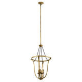 Kichler Thisbe 4-Light Natural Brass Traditional Lantern Large Hanging Pendant Light