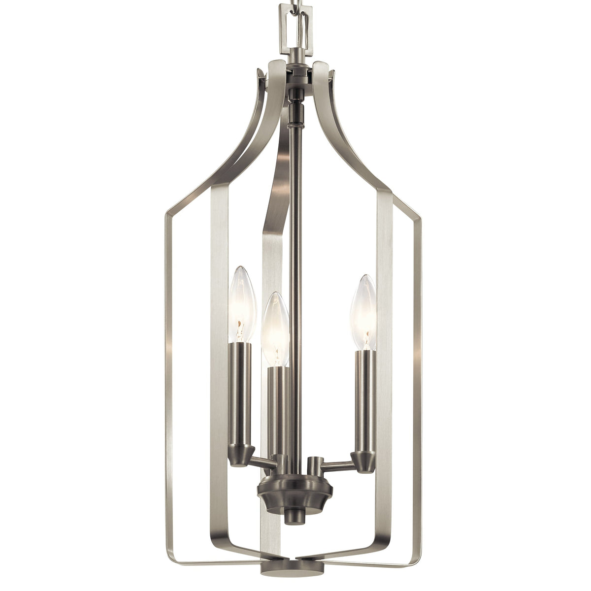 Kichler Morrigan 3-Light Brushed Nickel Traditional Lantern Medium Hanging Pendant Light
