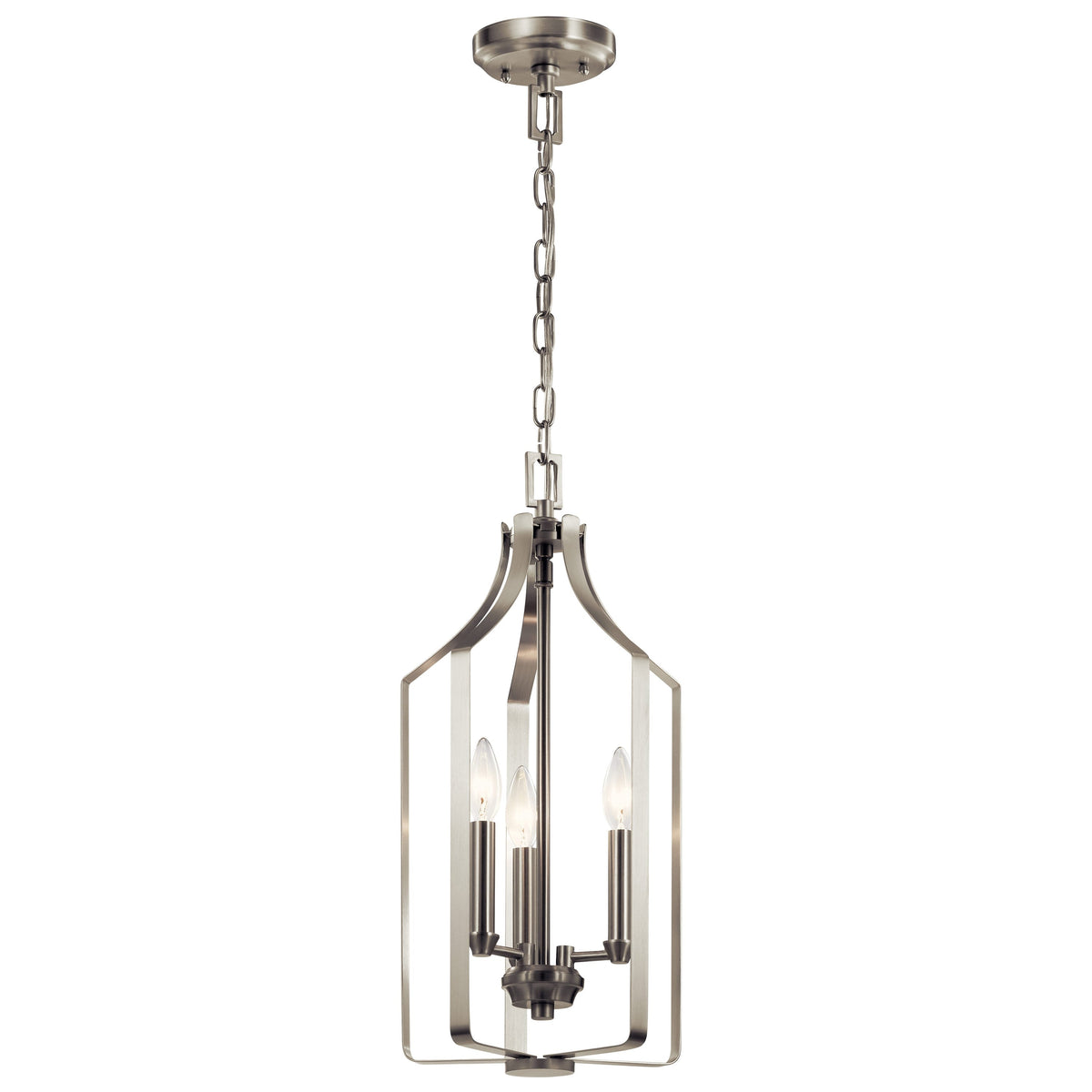 Kichler Morrigan 3-Light Brushed Nickel Traditional Lantern Medium Hanging Pendant Light