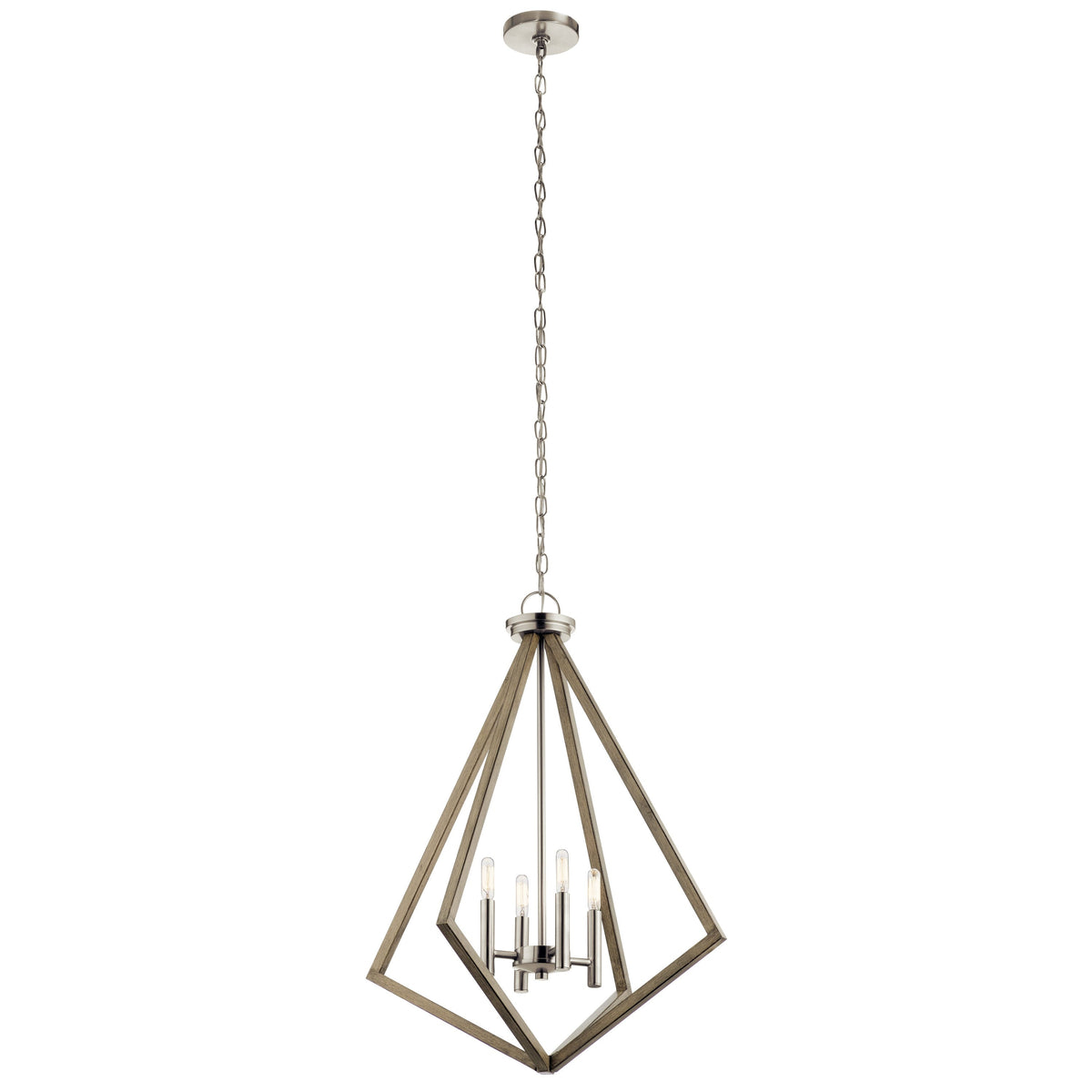 Kichler Deryn 4-Light Distressed Gray Farmhouse Cage Chandelier
