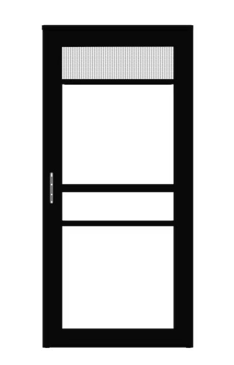 LARSON Platinum 36-in x 81-in Obsidian (Black) Full-view Retractable Screen Aluminum Storm Door Left-Hand Outswing