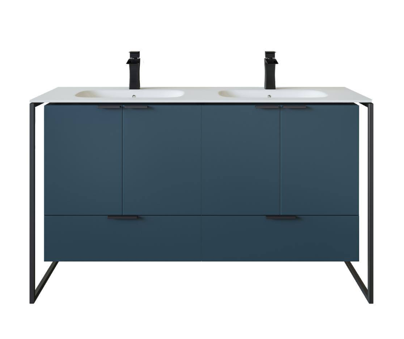 Moma 48 in. W x 18 in. D x 33 in. H Double Bathroom Vanity in Teal with White Solid Surface with White Sink