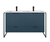 Moma 48 in. W x 18 in. D x 33 in. H Double Bathroom Vanity in Teal with White Solid Surface with White Sink