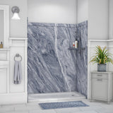 Royale 36 in. x 60 in. x 80 in. 11-Piece Easy Up Adhesive Alcove Bathtub/Shower Wall Surround in Calacatta White - Super Arbor