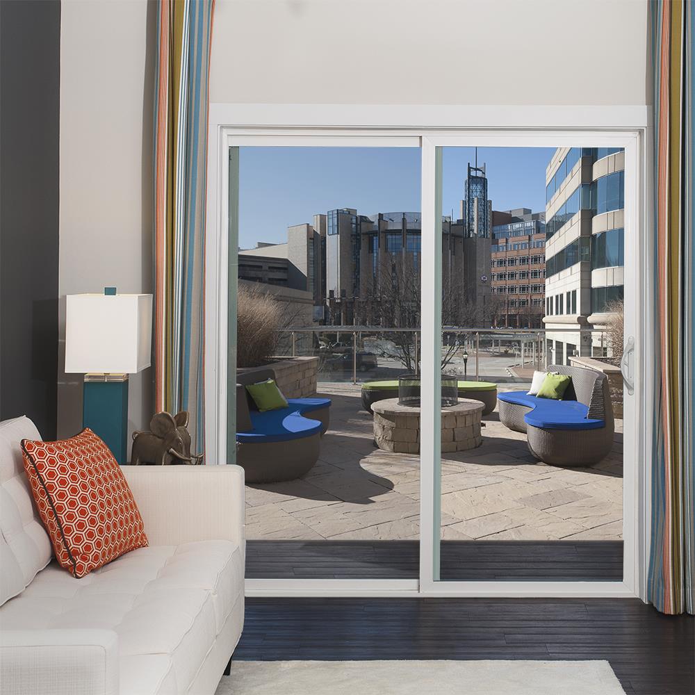 JELD-WEN 72-in x 96-in Vinyl Sliding, Left-hand sliding – installed room view