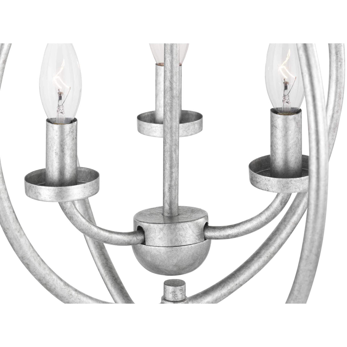 Progress Lighting Fairwood 3-Light Antique White and Galvanized Farmhouse Globe Medium Hanging Pendant Light