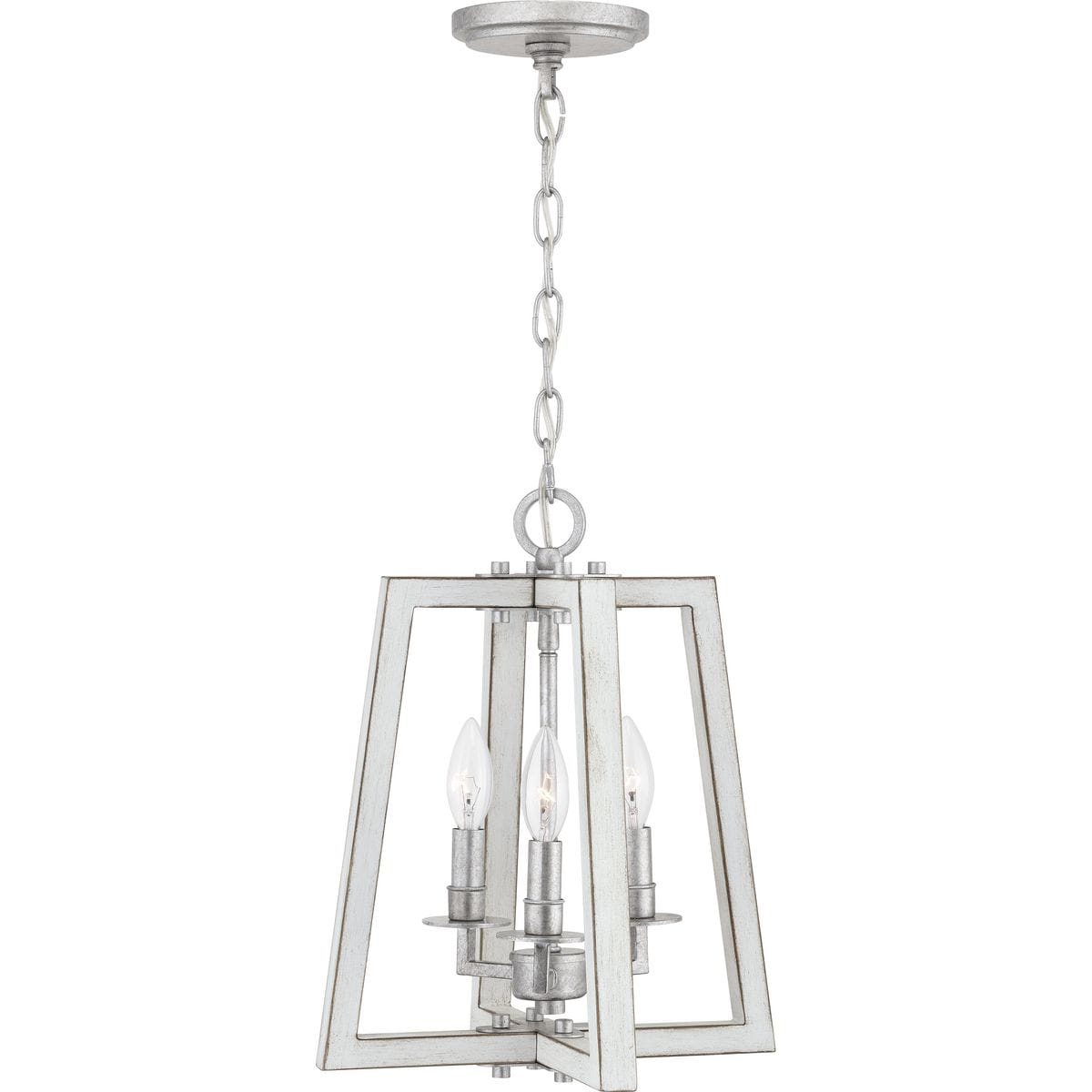 Progress Lighting Forrester 3-Light Antique White and Galvanized Farmhouse Lantern Medium Hanging Pendant Light