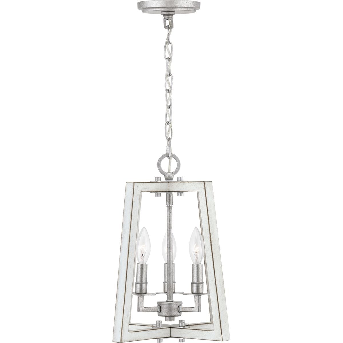 Progress Lighting Forrester 3-Light Antique White and Galvanized Farmhouse Lantern Medium Hanging Pendant Light