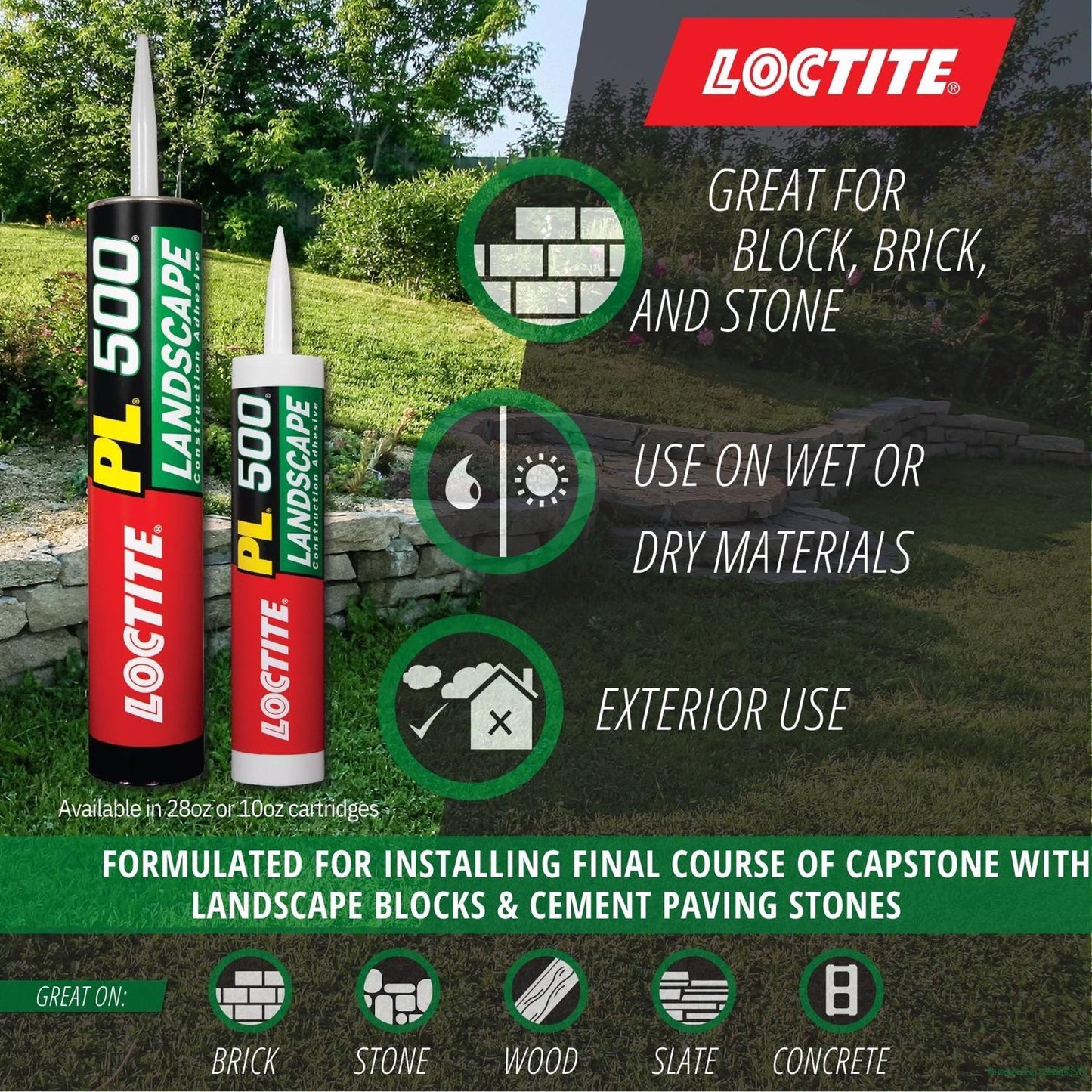 Loctite PL 500 Landscape Block Adhesive Light Tan 10 oz