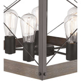Progress Lighting Bradberry 5-Light Weathered Oak and Graphite Farmhouse Lantern Medium Hanging Pendant Light