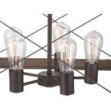 Progress Lighting Bradberry 5-Light Weathered Oak and Graphite Farmhouse Lantern Medium Hanging Pendant Light