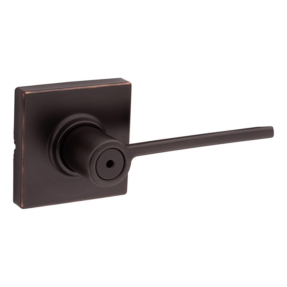 Ladera Satin Nickel Bed and Bath Door Lever with Square Trim Featuring Microban Antimicrobial Technology - Super Arbor