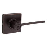 Ladera Satin Nickel Bed and Bath Door Lever with Square Trim Featuring Microban Antimicrobial Technology - Super Arbor
