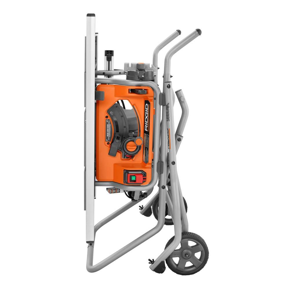 RIDGID 10 in. Pro Jobsite Table Saw with Stand + 18V Cordless Drill/Driver Kit (1) 2.0Ah Battery, Charger, Tool Bag