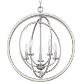 Progress Lighting Fairwood 5-Light Antique White and Galvanized Farmhouse Globe Medium Hanging Pendant Light