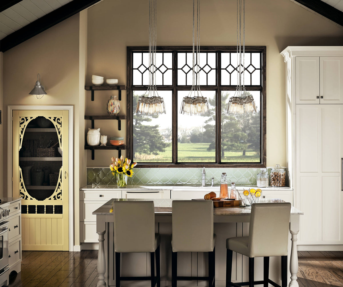 Kichler Brinley 6-Light Brushed Nickel Transitional Clear Glass Jar Medium Hanging Pendant Light