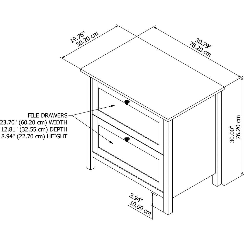 Bush Furniture Mayfield Pure White 2-Drawer 30.79-in File Cabinet