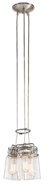 Kichler Brinley 3-Light Brushed Nickel Transitional Clear Glass Jar Mini Hanging Pendant Light