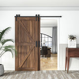 6 ft./72 in. Single Track Bypass Barn Door Hardware Double Doors Kit, Heavy-Duty Sliding 1-Track Antique Roller - Super Arbor