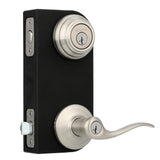 Tustin Satin Nickel Exterior Entry Door Lever and Single Cylinder Deadbolt Combo Pack Featuring SmartKey Security - Super Arbor