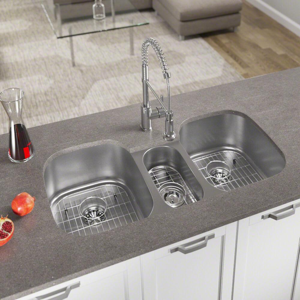 All-in-One Undermount Stainless Steel 43 in. Triple Bowl Kitchen Sink - Super Arbor