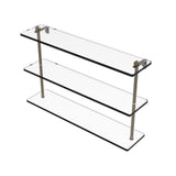 22 in. Triple Tiered Glass Shelf in Satin Nickel - Super Arbor