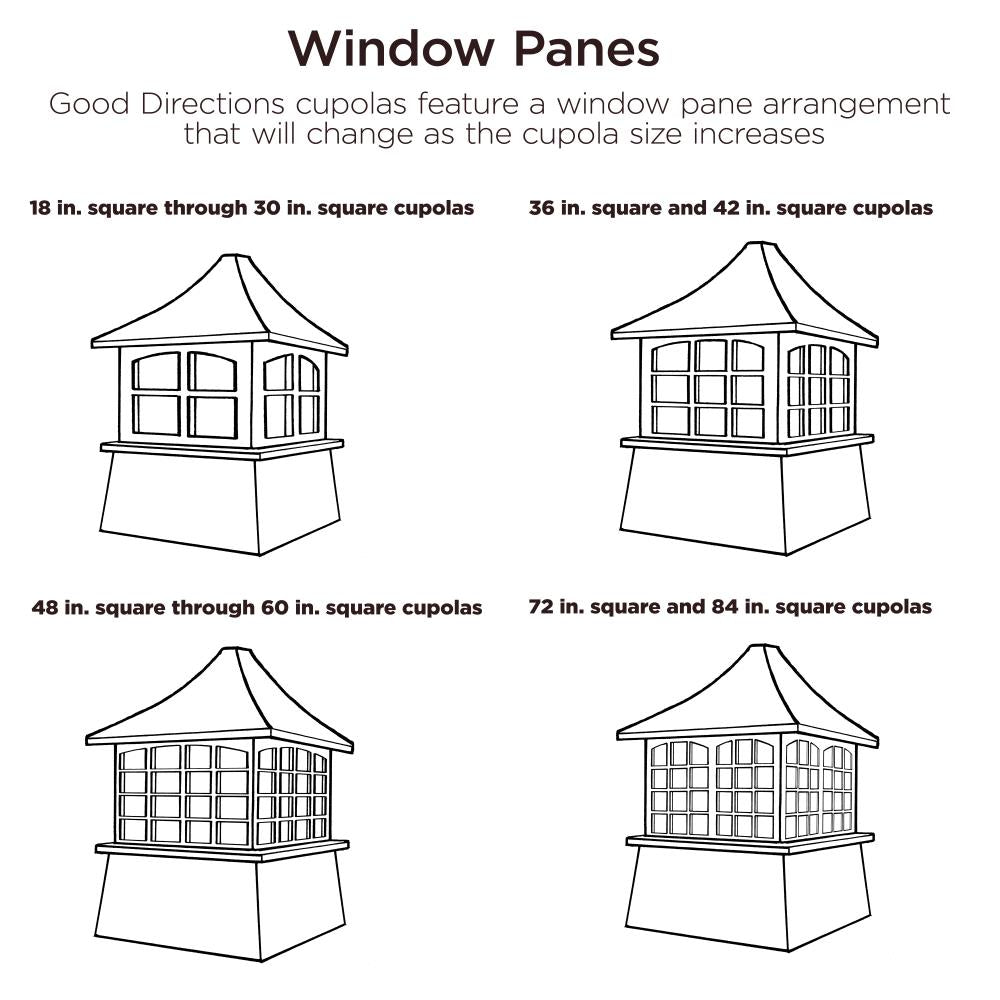 Good Directions Windsor Vinyl Cupola with Black Aluminum Pagoda Roof, 26-in x 35-in