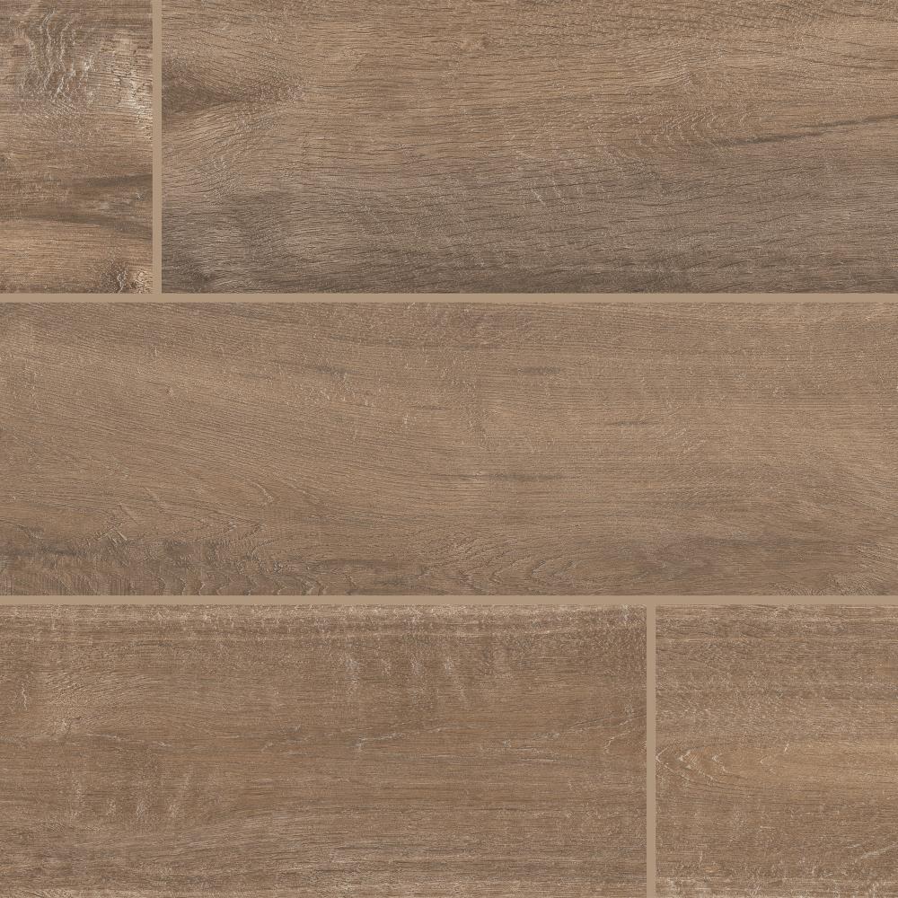 American Olean Pike Wood Brown 6-in x 36-in Glazed Porcelain Wood Look Floor and Wall Tile