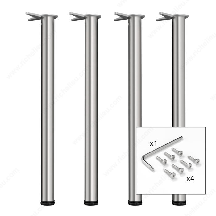 Richelieu 34-1/4 in. Chrome Metal Round Adjustable Table Leg, Model 6158 (Per Leg)