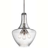 Kichler Everly 3-Light Brushed Nickel Transitional Seeded Glass Teardrop Led, Medium Hanging Pendant Light
